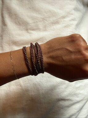 Single-Strand maroon and brass studded Wrap Bracelet f